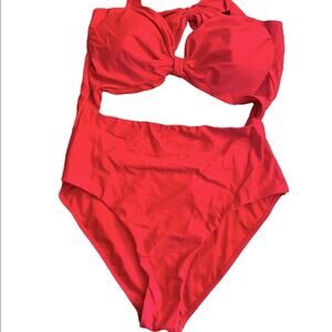 Rachel Roy Bathing Suit 16 Swimwear Beach One-Piece Cut Out High Rise Bikini Red